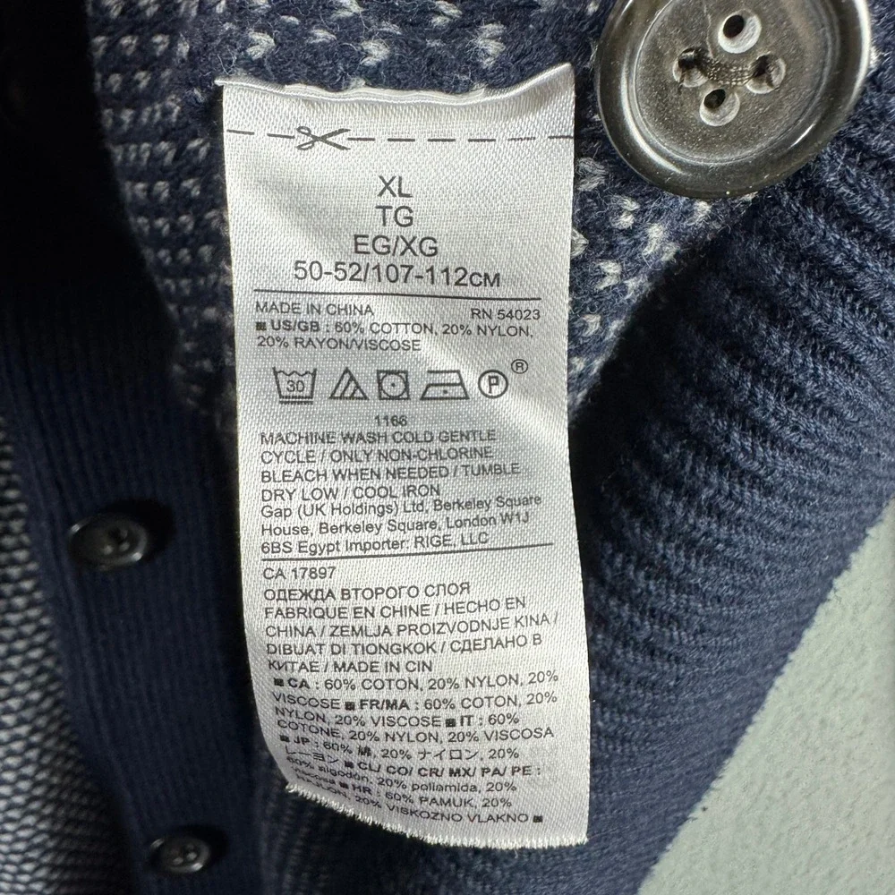 Banana Republic Mens XL Navy Blue Birdseye Shawl Collar Grandpa Cardigan Sweater